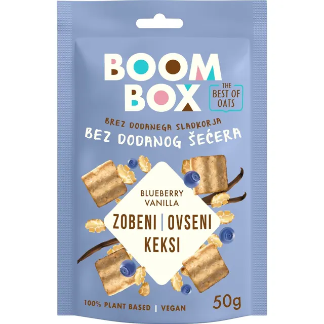 OVSENI KEKS BOOM BOX BOROVNICA I VANILA 50G BOOM BOX