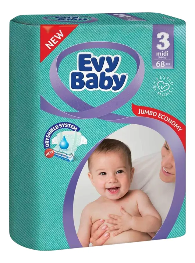 PELENE EVY BABY JUMBO MIDI 3 5-9KG 68 KOM KEPROM