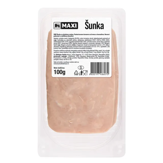 Premium sunka u foliji slajs Maxi 100g Maxi