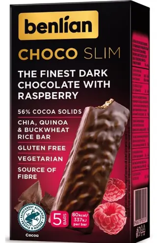 CHOCO SLIM MALINA 5/1 80GR BENLIAN FOOD