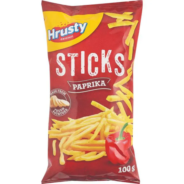 ČIPS ŠTAPIĆI PAPRIKA 100G HRUSTY HRUSTY