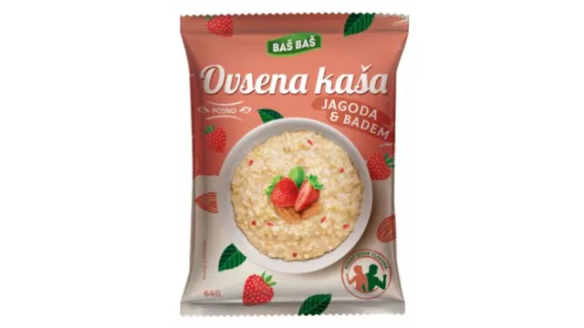 KAŠA OVSENA JAGODA&BADEM BAŠ BAŠ 64G BAS BAS