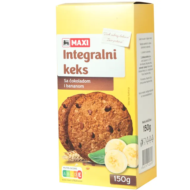 Integr.keks banana&cokolada Maxi 150g Maxi
