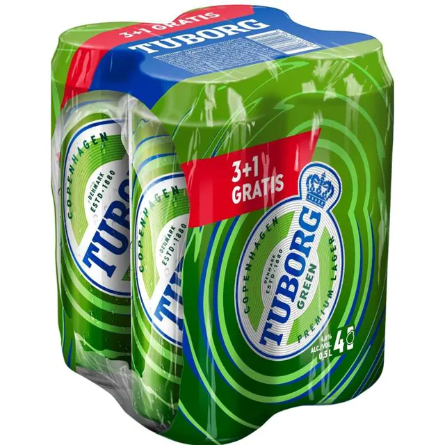 Pivo Tuborg 0,5l limenka 3+1gratis Tuborg