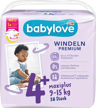 babylove pelene vel. 4+ 9-15kg 38kom
