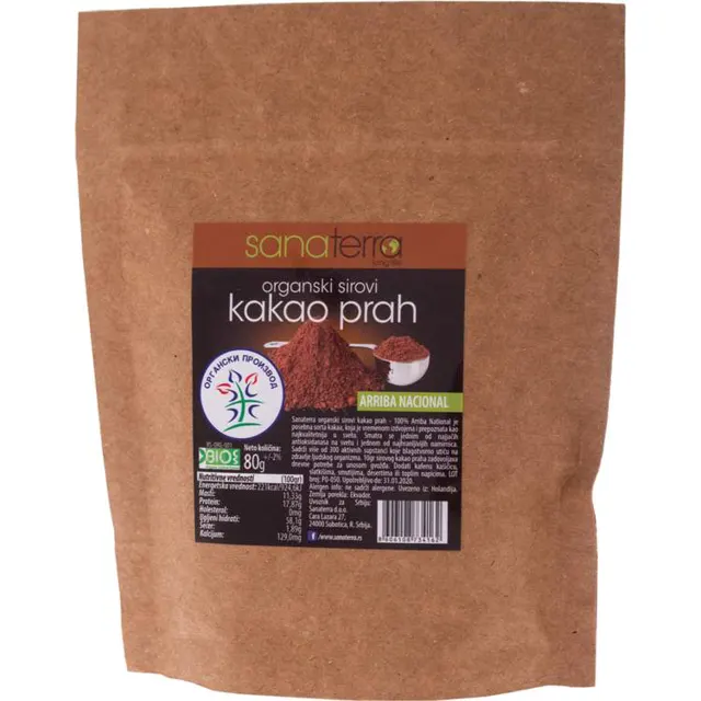 sanaterra organski sirovi kakao prah 80g Sanaterra