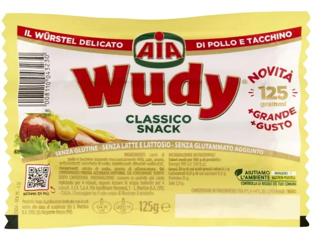 Kobasica barena zivinska Wudy 125g AIA