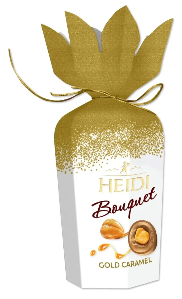 BOMBONJERA BOUQUET FLOWER GOLD CARAMEL 120G HEIDI