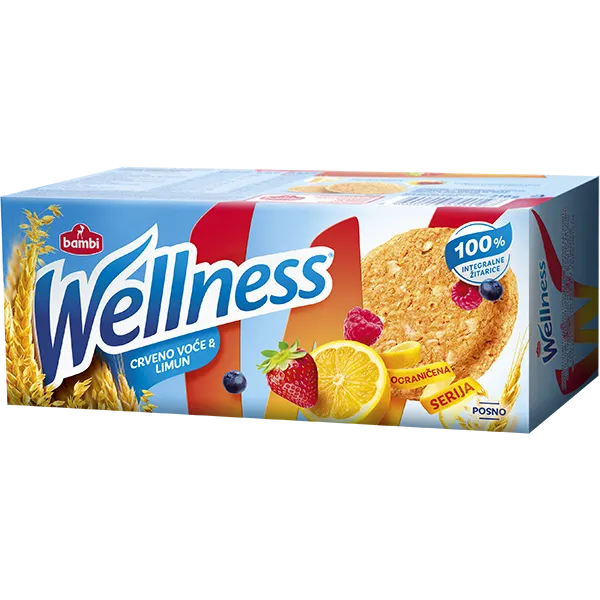 WELLNESS INTEG.KEKS sa crvenim voćem i limunom 210G WELLNESS
