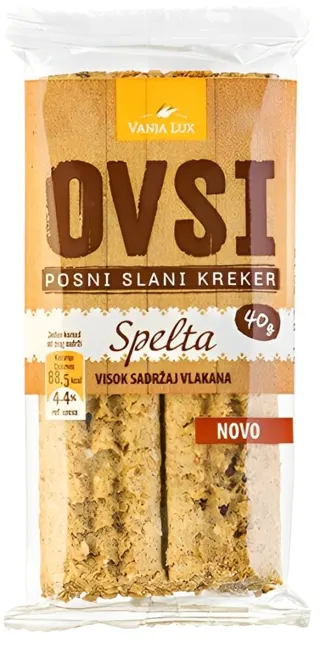 KREKER OVSI POSNI SLANI SPELTA 40G VANJA LUX