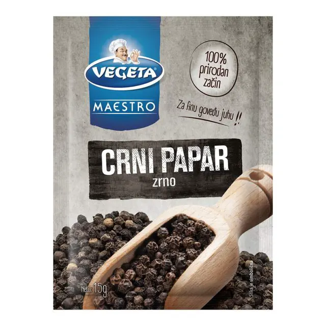 ZAČIN VEGETA MAESTRO CRNI BIBER ZRNO 15GR PODRAVKA PODRAVKA