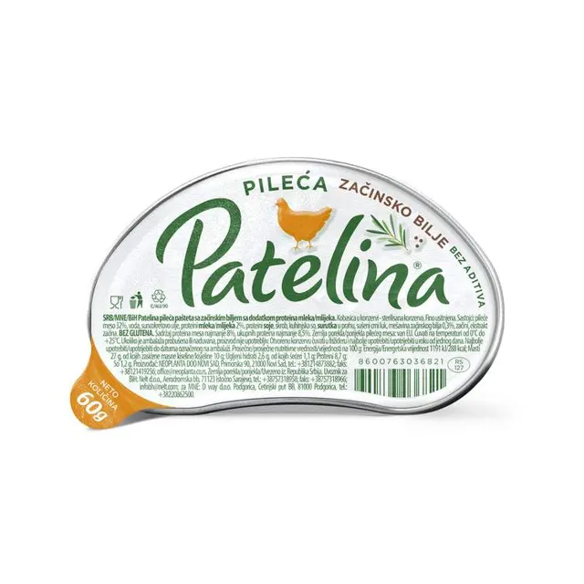 Pasteta pileca PATELINA zacinsko bilje 0060 Neoplanta 22 60 g PATELINA