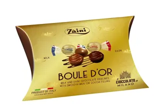 BOMBONJERA ZAINI BOULES MILK AND DARK GOLD 115G