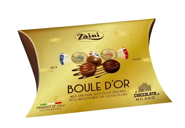 BOMBONJERA ZAINI BOULES MILK AND DARK GOLD 115G