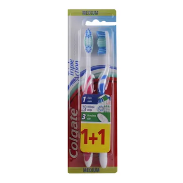 CETKA ZA ZUBE COLGATE TRIPLE ACTION MEDIUM 1+1 BRAKUM ADRIATIC