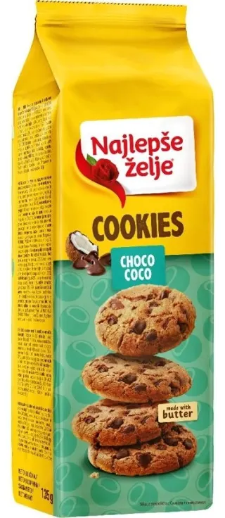Keks Cookies kokos i cokol.N.zelje 135g