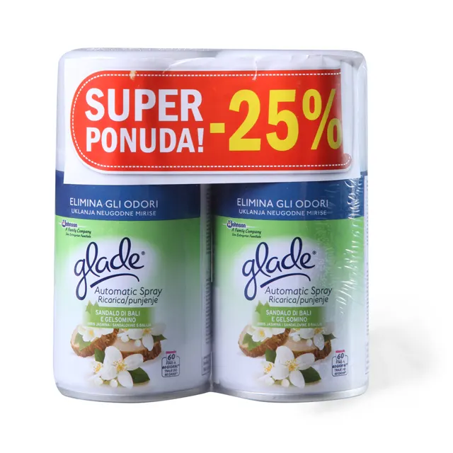 Glade/auto spr.Bali.Sandal.dop.1+1 25%gr 269 ml Glade