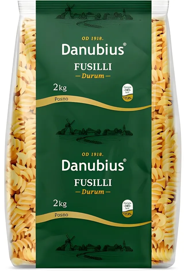 Testenina Durum Fusilli Danubius 2kg Danubius