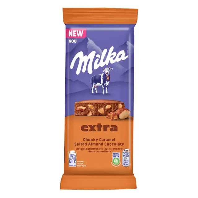 COKOLADA MILKA CHOP CARAMEL ALMONDS 190gr MILKA
