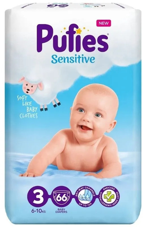 PELENE PUFFIES VP SENSITI VE MIDI 3 6-10KG 66/1 FICOSOTA