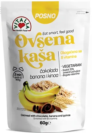 OVSENA KAŠA ČOKOLADA, BANANA, KINOA 60GR GO NUTRI VITALIA