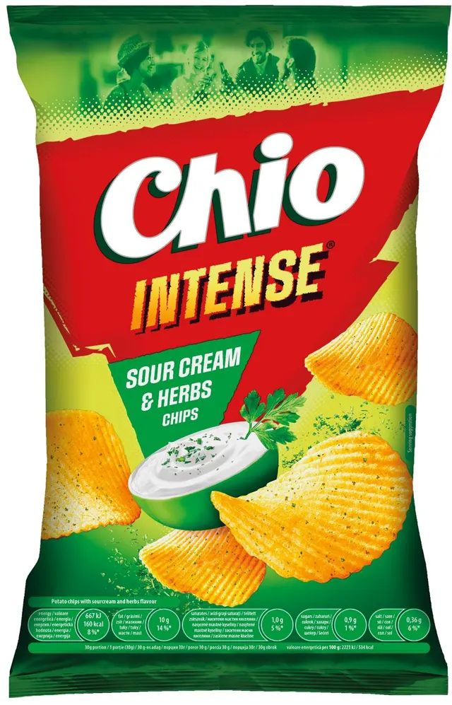 ČIPS CHIO INTENSE SOUR CREAM HERBS 120G CHIO