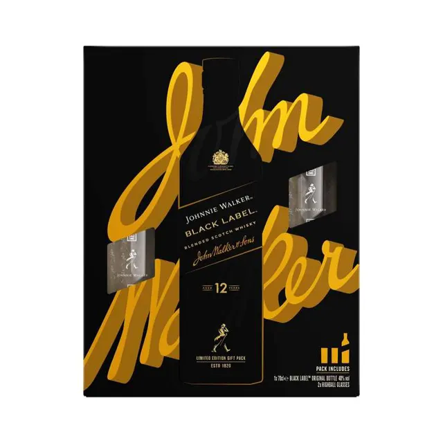 Whisky Johnnie Walker Black 0,7l+2 case Johnnie Walker
