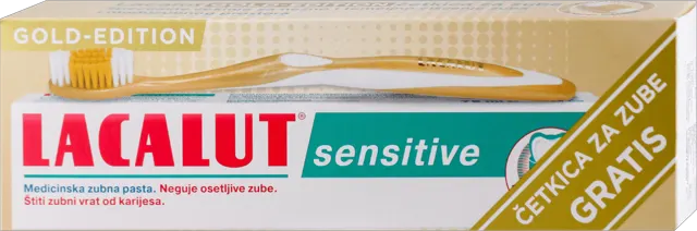 PZ LACALUT SENSITIVE 75ML + CETKICA ZA ZUBE GOLD LACALUT