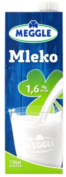 MLEKO UHT 1.6% 1L CEP TP MEGGLE Meggle