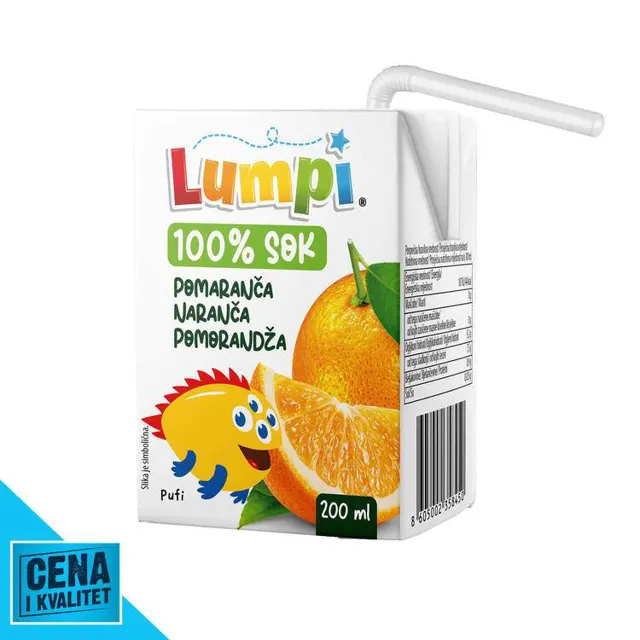 SOK POMORANDŽA 100% 200ML LUMPI LUMPI