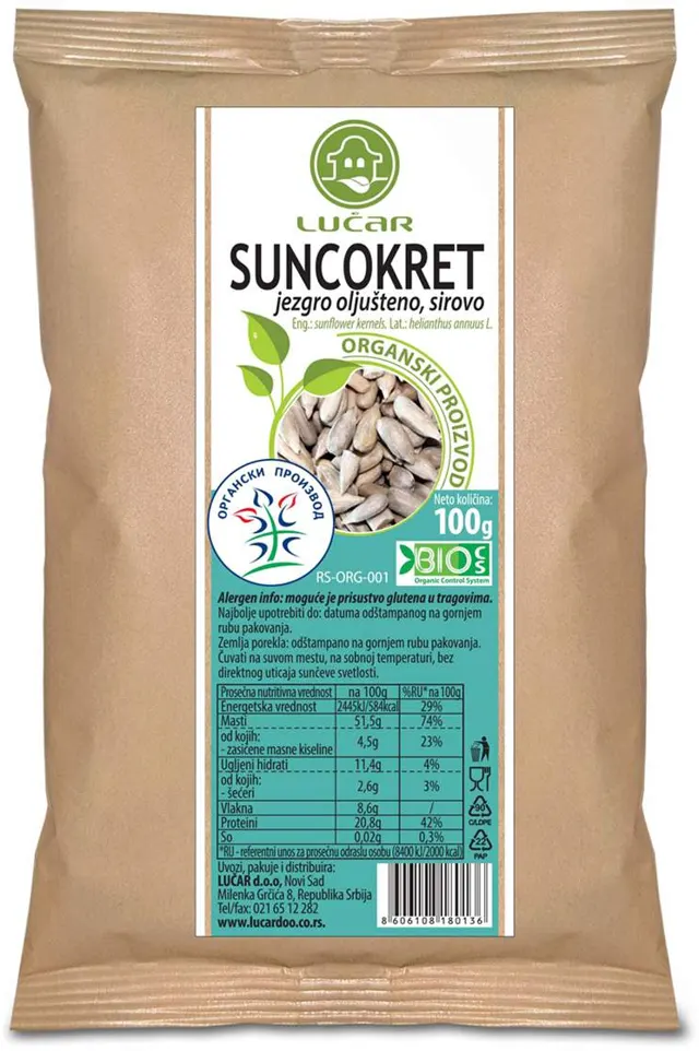 Suncokret jezgro organsko 100g LUČAR