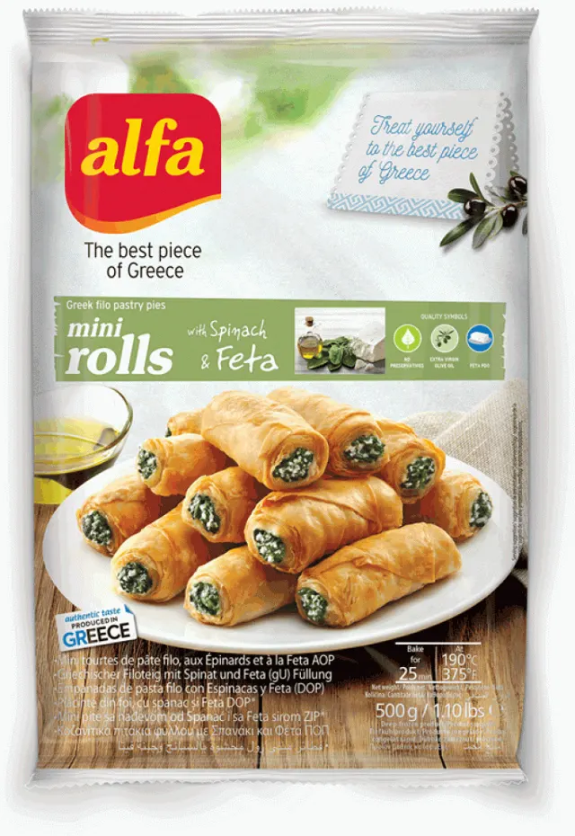 MINI ROLLS ALFA FOODS SA SPANACEM I FETA SIROM 500 500 g ALFA FOODS