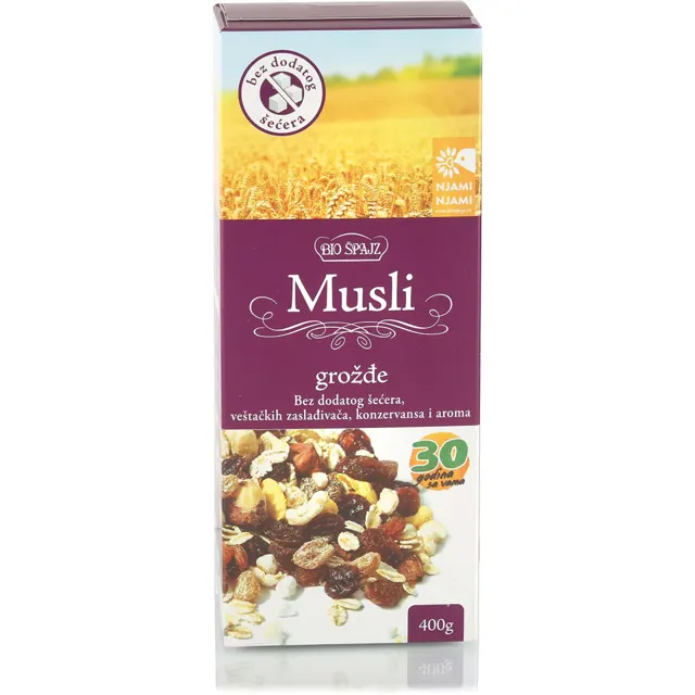 Musli grozdje bez dodatog secera 400g Bio Spajz