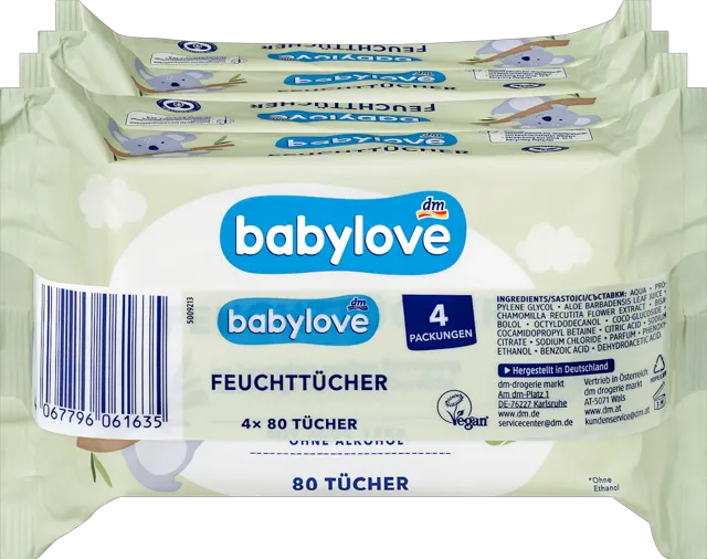 babylove vlažne maramice 4x80kom babylove
