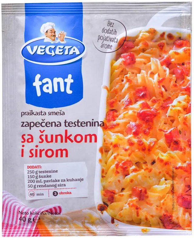 SOS VEGETA FANT ZAPEČENA TESTENINA SA ŠUNKOM I SIROM 40GR PODRAVKA PODRAVKA