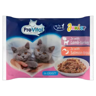 PPF-Pouch Cat junior-lamb&turkey-salmon&trout 4x100g PreVital