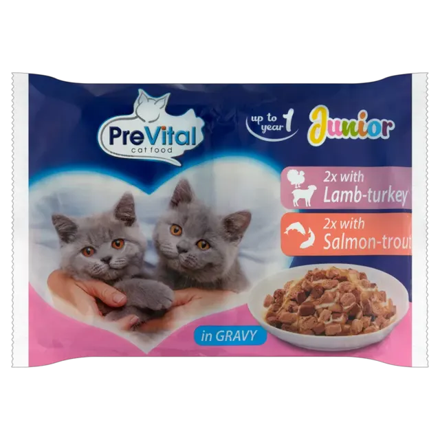 PPF-Pouch Cat junior-lamb&turkey-salmon&trout 4x100g PreVital PPF