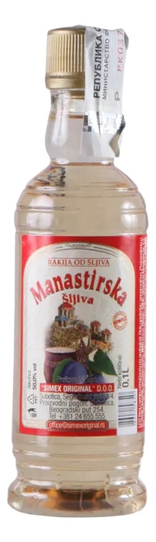 Rakija Manastirska sljivovica 50% 0,1l