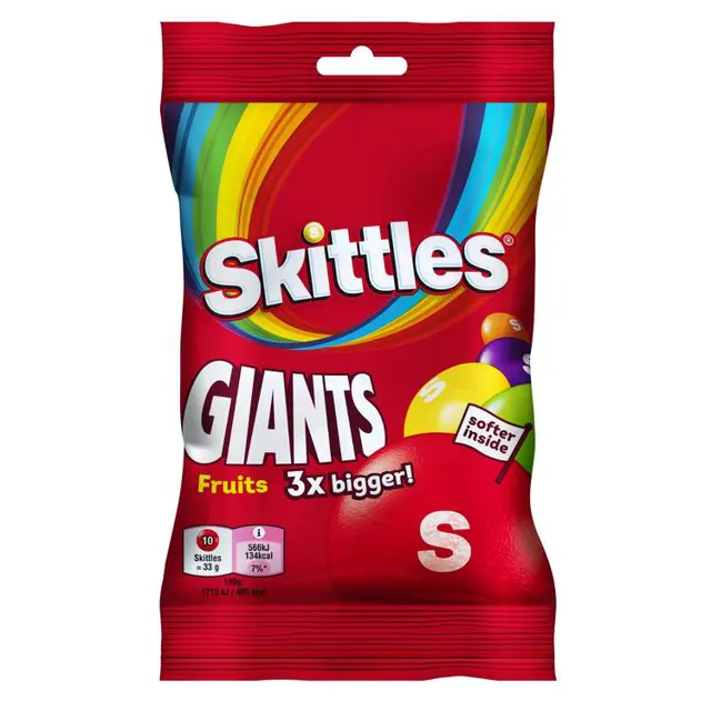 BOMBONE SKITTLES GIANTS FRUITS 116gr NELT CO