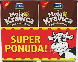 MLEKO COKOLADNO 1% 2X0.25L MOJA KRAVICA TB