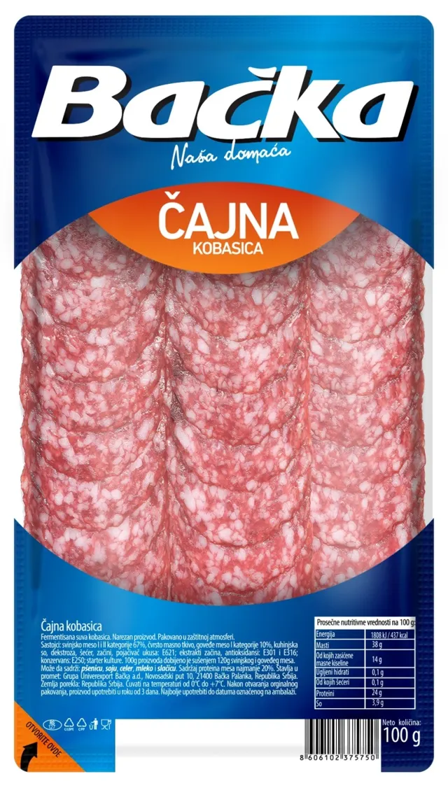 ČAJNA KOBASICA SLAJS BAČKA 100G BAČKA
