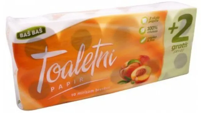 TOALETNI PAPIR 3SL BRESKVA BAŠ BAŠ 8+2 GRATIS BAS BAS