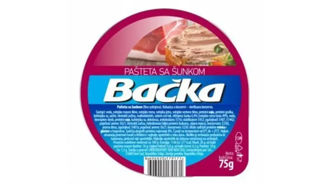 PAŠTETA SA ŠUNKOM BAČKA 75G BAČKA