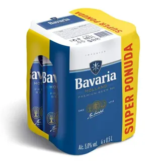 Pivo Bavaria limenka 4x0,5l