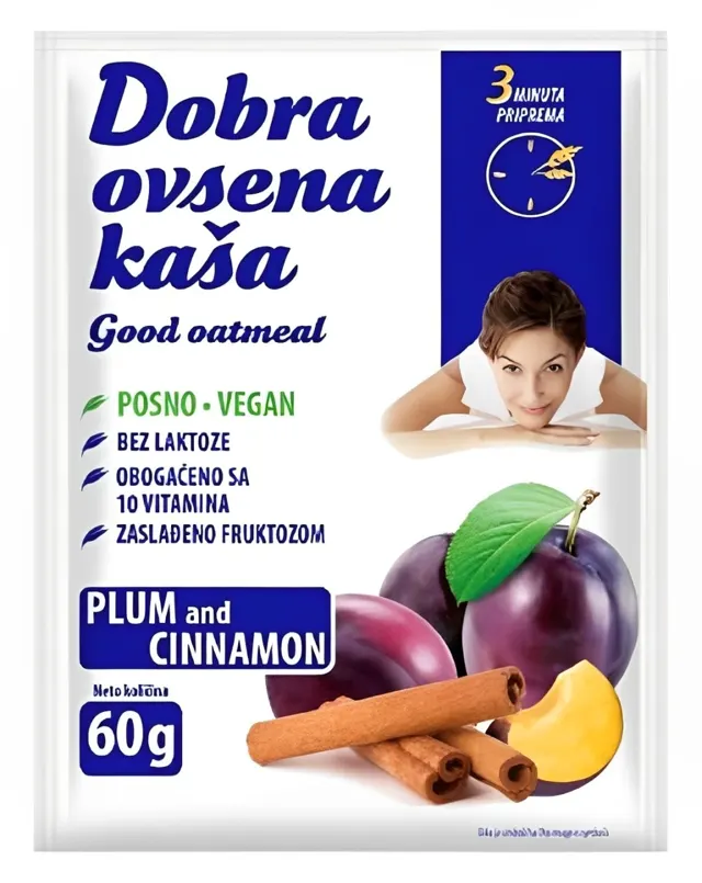 Dobra ovsena kasa sljiva i cimet 60g Dobra ovsena kasa