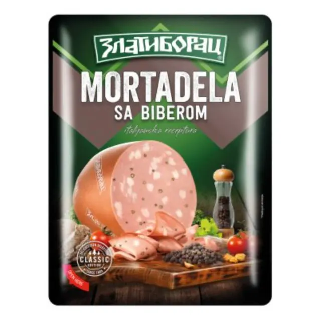 Mortadela sa biberom slajs 125g#10Zlatib. ZLATIBORAC
