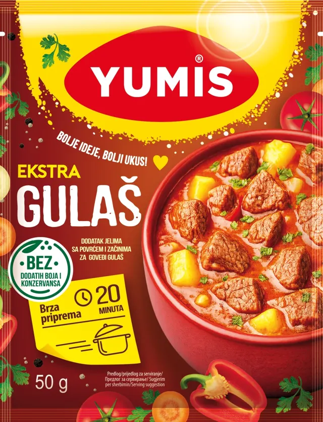 DODATAK JELIMA SA POVRCEM I ZACINIMA ZA GOVEDJI GULAS 50gr YUMIS