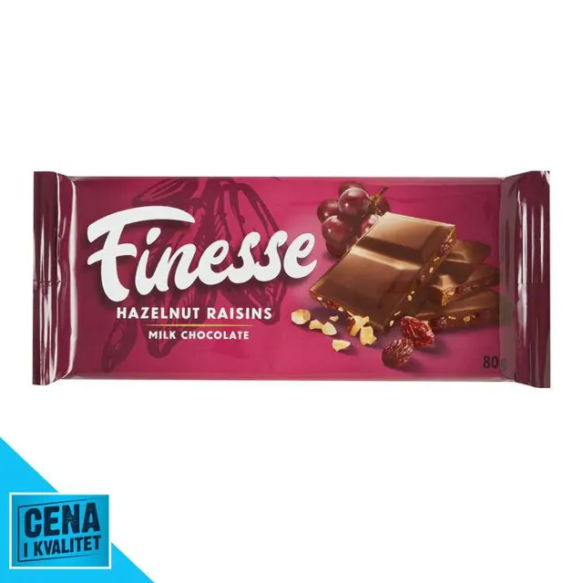 ČOKOLADA LEŠNIK I GROŽĐE 80G FINESS FINESSE