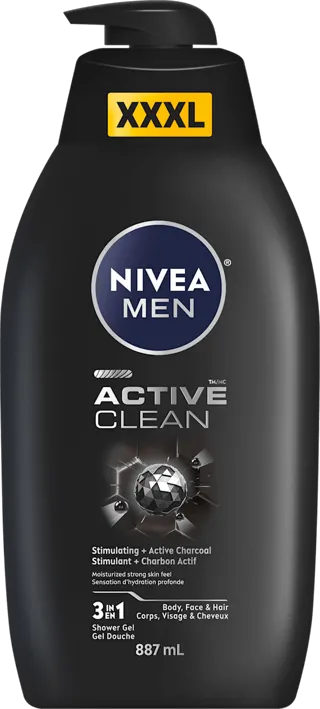 NIVEA MEN tuš/gel ACTIVE CLEAN 3u1 887ml