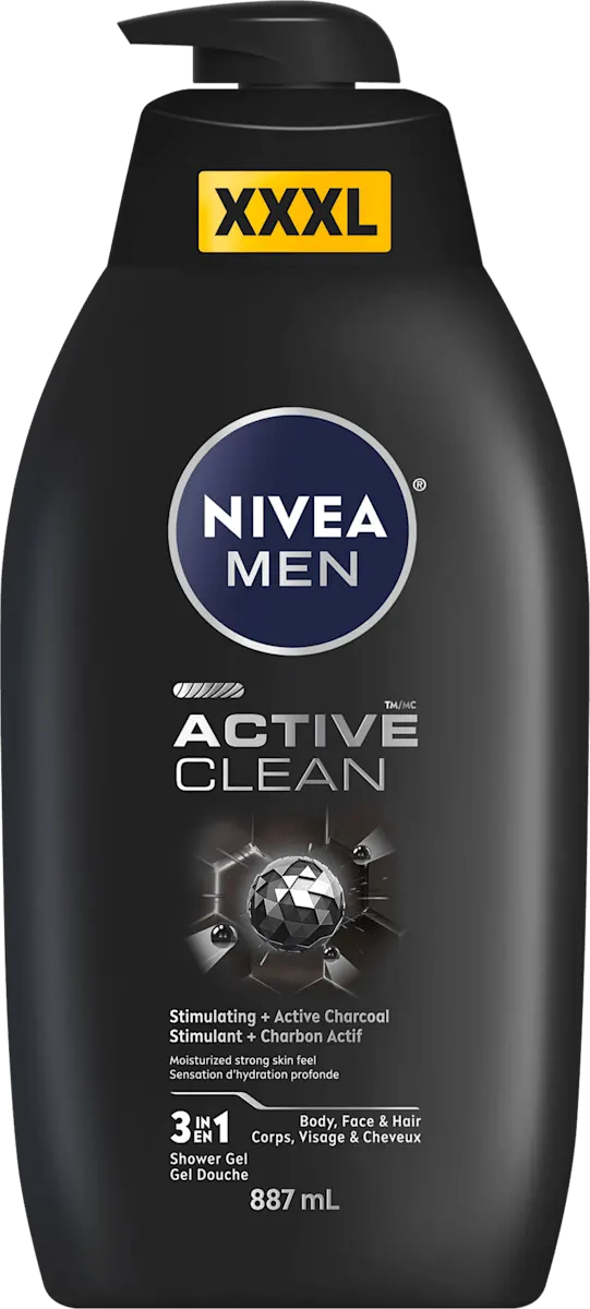 NIVEA MEN tuš/gel ACTIVE CLEAN 3u1 887ml NIVEA MEN